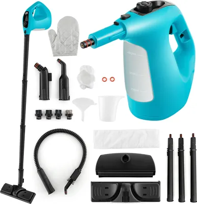 Produktbild von COSTWAY Dampfreiniger, 2 bar Dampfdruck, 1 min.Aufheizzeit, 1400W Leistung, 400ml Tank Dampfreiniger Handgerät mit 14 Zubehörteilen Blau