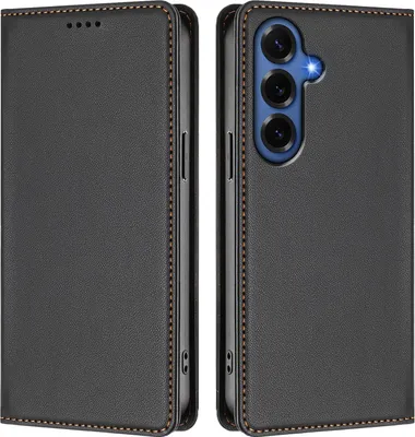 Image de Etui en cuir pour Samsung Galaxy S26+, étui magnétique en cuirPolyuréthaneavec support Noir