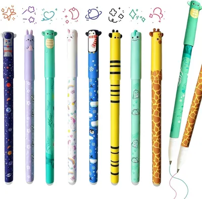 Productafbeelding van 0,7 mm punt - Set van 8 - Uitwisbaar - Gelpen - Schrijfwaren (stijl 1)
