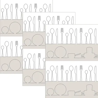 Produktbild von Geschirrtücher im 3er-Set aus Halbleinen mit Besteckmotiv, Größe 50x70 cm