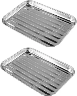 Set von 2 RVS Grillschalen, Wiederverwendbar, Ideal für Gasgrills und das Kochen im Freien