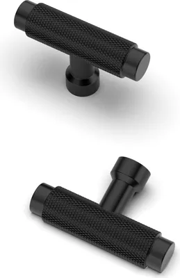 Image de Boutons de meubles modernes - boutons d'armoires pour portes - 10 pièces - noir - massif