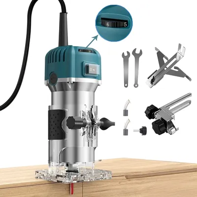 Obrázok produktu pre Elektrická horná frézka – ručná frézka – 800 W – 30 000 otáčok/min – upínacia hlava 6,35 mm – spracovanie dreva – oranžová