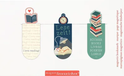 Productafbeelding van Magnetische bladwijzers, set van 3, magnetische leesmarkers, leestijd