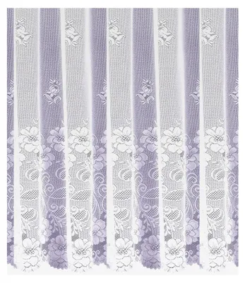 Produktbild von Gardine Store weiß Jacquard halbtransparent mit Blumenbordüre und gebogtem Kräuselband Vorhang Langstore HxB 220 x 600 cm für Fensterbreiten von 190-240 cm