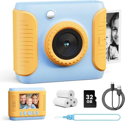 Produktbild von Kinderkamera Sofortbild ,1080P HD Sofortbildkamera mit 32GB Karte, 2,4 Zoll Digitalkamera ,Kinderspielzeug Geschenke für Jungen und Mädchen 3-12 Jahre
