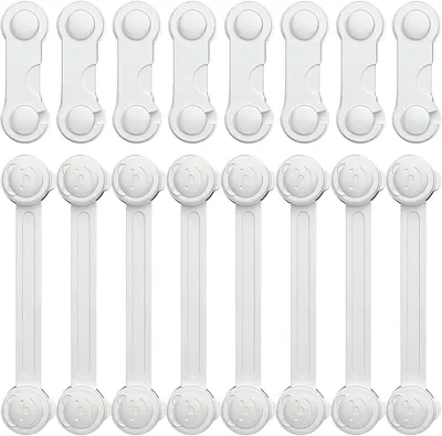 Produktbild von Kindersicherung für Schränke, 16-teilig, selbstklebend, weiß, für Küche und Möbel