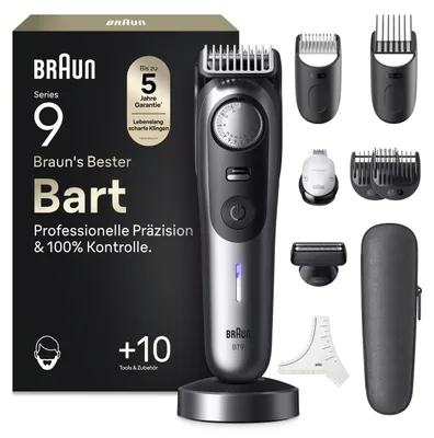Produktbild von Braun Barttrimmer Series 9, Kabelloser Bartschneider Herren, BT9545, Chrom