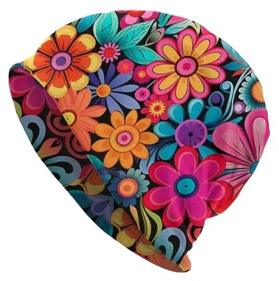 Produktbild von Chemotherapie Mütze Beanie mit Blumenmuster