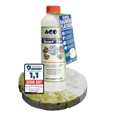 Produktbild von AGO Quart 100 Grünbelagentferner 500 ml - chlor- und säurefrei / 100 qm Algen und Grünbelag Entferner/Steinreiniger/Terrassenreiniger