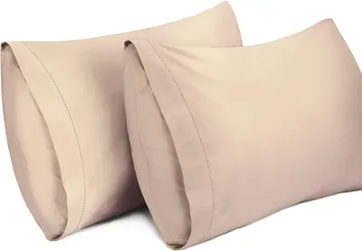 Image de Lot de 2 housses de coussin, 100% coton, respirantes, pour coussin de 50 x 91 cm, couleur beige clair