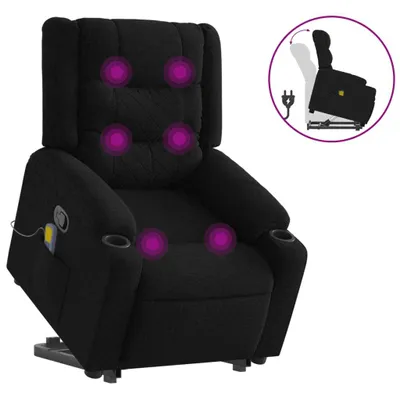 Produktbild von Massagesessel mit Aufstehhilfe Schwarz Stoff