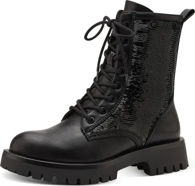 Produktbild von Tamaris Damen Schnürstiefel Vegan; BLACK/schwarz; 38 EU