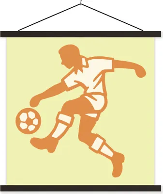 Produktbild von MuchoWow® Textilposter Eine Illustration einer Person, die einen Fußball spielt - Jungen - Mädchen - Kinder 40x40 cm mit schwarzem Rahmen - Fotos