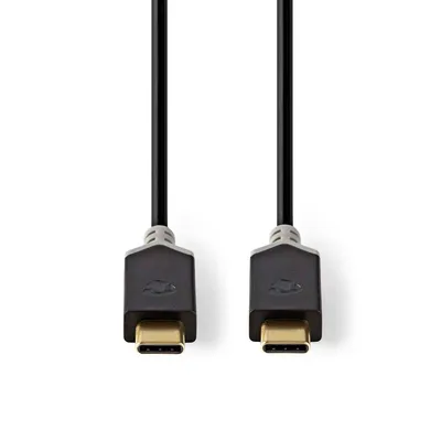 Produktbild von Nedis USB-Kabel - USB 3.2 Gen 1 - USB-C Stecker - USB-C Stecker - 60 W - 4K@60Hz - 5 Gbps - Vernickelt - 1.00 m - Rund - PVC - Anthrazit - Box