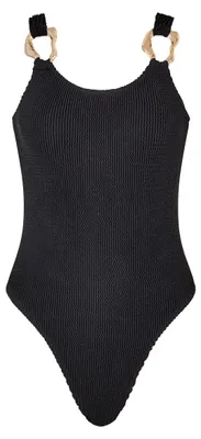 Produktbild von Moda Minx Badeanzug SCRUNCH Irregular Hoop mit tollem Schmuckelement Black M