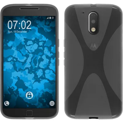 Produktbild von PhoneNatic Case kompatibel mit Motorola Moto G4 Plus - grau Silikon Hülle X-Style + 2 Schutzfolien