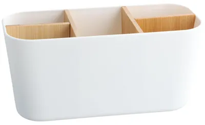 Productafbeelding van Tandenborstelhouder met 5 vakken, kunststof, wit, 21x9x10 cm. Badkamerorganizer