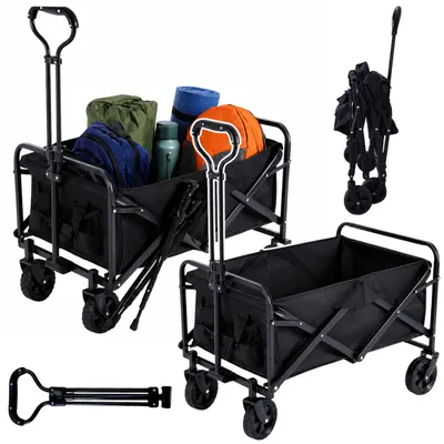 Productafbeelding van Opvouwbare Tuin Strandtransportwagen Zwart 120l