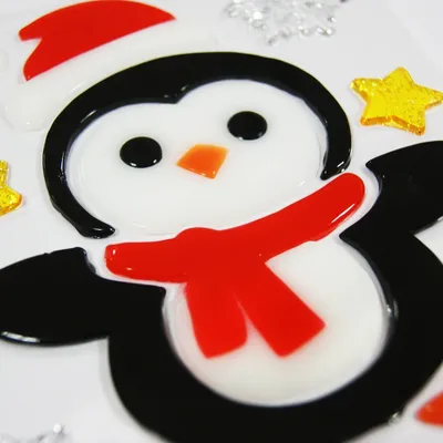 Image de Gel autocollant de Noël pour fenêtre - Pingouin de Noël