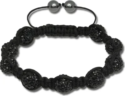 Image de SilberDream Femme Shamballa Bracelet 18-23cm noir 9 boules zirconia SDA924