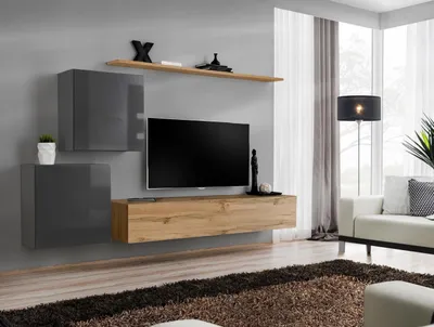 Produktbild von Wohnzimmer Möbel Set Wohnwand TV-Ständer Sideboard Regal Holz Luxus Wandschrank