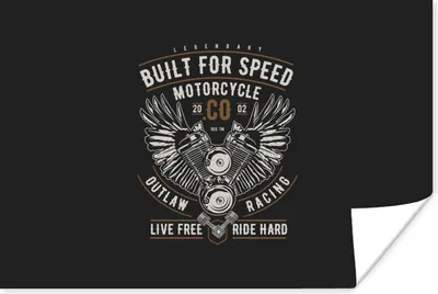 Produktbild von MuchoWow® Poster Mancave - Flügel - Motorrad - Vintage 30x20 cm - Plakate - Print