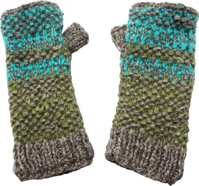 Produktbild von Armstulpen - Strickstulpen - Wolle - türkis-grün