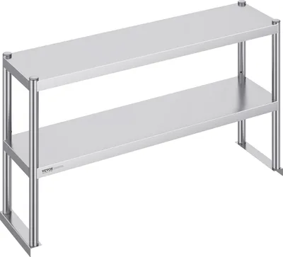 Produktbild von VEVOR Doppeltes Überregal, doppelstöckiges Überregal aus Edelstahl, 305 x 1219 mm doppelstöckiges Überregal, höhenverstellbarer Überregal-Vorbereitungstisch für Küche, Restaurant und Werkstatt