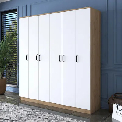 Produktbild von Postua - Großer Kleiderschrank, 180x191h cm Weiß, Kleiderstange