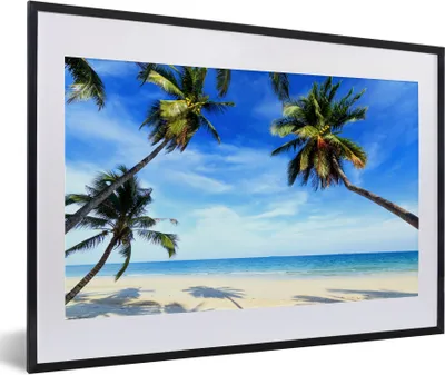 Produktbild von MuchoWow® Gerahmtes Poster Palmen - Strand - Meer 60x40 cm - Poster mit Schwarzem Bilderrahmen Wandposter Rahmen Foto Bilder - Schlafzimmer - Plakat in Rahmen - Drucken