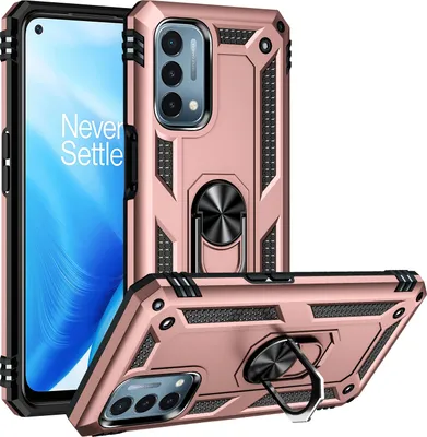 Produktbild von OnePlus Nord N200 5G Hülle, Dual Layer Robust Militäre Schutzhülle mit Ringhalterung Ständer für OnePlus Nord N200 5G Rosa