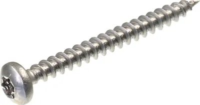 Obrázek produktu pro SECCARO šroub do dřevotřísky, půlkulatá hlava 4 x 40 mm, nerezová ocel V2A VA A2, šroub do dřeva s plným závitem, TX / šestihran, 200 kusů