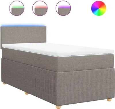 Productafbeelding van vidaXL Boxspringbed met matras, taupekleurig, 100x200 cm, met stoffen bekleding