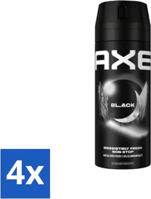 Productafbeelding van Ax Deodorant Body Spray Zwart, 150 ml - Voordeelverpakking - 4 stuks