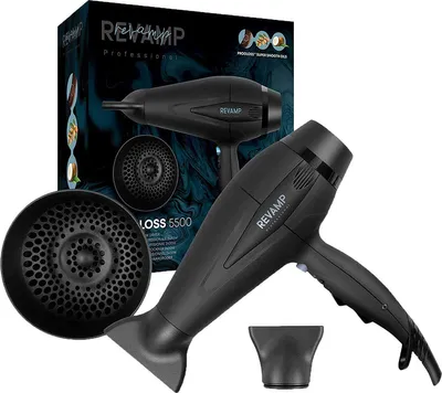 Produktbild von REVAMP Progloss 5500 Haartrockner, 2400 Watt, Ionen-Technologie, 4 Heiz-/2 Gebläsestufen, KÃ1/4hlstufe, Diffusor-Aufsatz