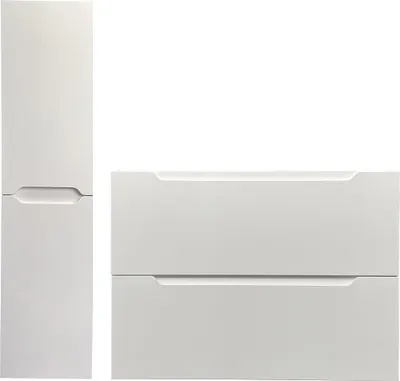 Zdjęcie produktu dla Wisząca szafka pod umywalkę z pojedynczą umywalką i wysoką szafką łazienkową - 80 cm - Biały - STEFANIE