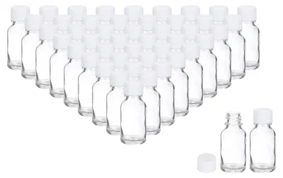 48er-Set 15 ml Glas-Dosierflaschen mit Polykonusdeckel, transparent