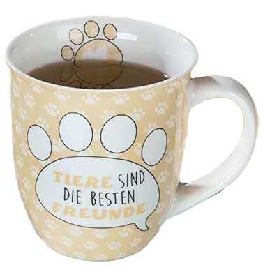 Produktbild von Gilde - 46323 - Kaffeebecher, Mit Spruch: Tiere sind die bestenb Freunde, Porzellan, 11cm x 10cm