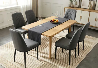 Produktbild von Esszimmerstühle 6er Set Beige – Samt Polsterstühle mit Ergonomischer Rückenlehne, Gepolsterte Küchenstühle mit Metallbeinen, Moderne Esszimmerstühle