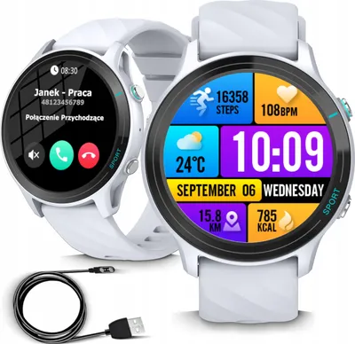 Zdjęcie produktu dla Smartwatch IP68 Bluetooth monitorowanie zdrowia, wodoodporny menu PL druk