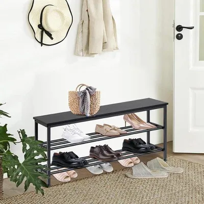 Image de Étagère à chaussures avec banc - Structure en bois robuste - 1 pièce - MDF