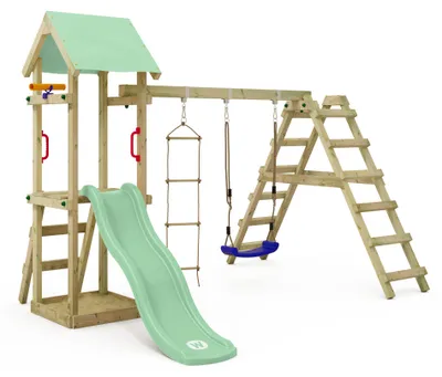 Immagine prodotto di Torre giochi Wickey TinyLoft con altalena e struttura per arrampicata in verde chiaro