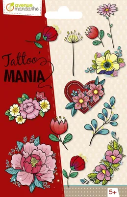 Zdjęcie produktu dla Tatuaże tymczasowe Kwiaty Tattoo Mania 1 arkusz