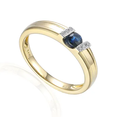 Produktbild von 585er Gelbgold Spannring mit Saphir 0,24ct. und Diamanten 0,03ct. Gr. 54