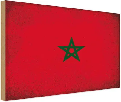 Produktbild von vianmo Holzschild 30x40 cm Marokko Morocco Flagge Fahne Wappen