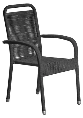 Produktbild von Stapelstuhl Aires Gartenstuhl Armlehnstuhl Balkonstuhl Rope Schwarz