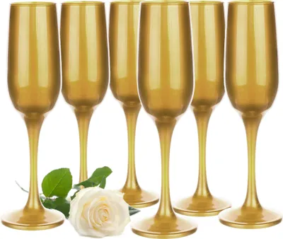 Produktbild von GLASMARK® Gold Sektgläser 6-Set 200ml Große (max. 220ml) 6 Stück Champagner-Gläser Prosecco Champagnergläser  - Hochwertige Qualität