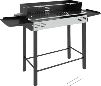 Produktbild von Tragbarer Holzkohle-Grill, Drehspieß-Funktion, robuste Bauweise, schwarz