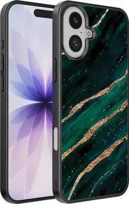 Produktbild von Geeignet für iPhone 17 Handytasche mit Marmordruck - TPU Rückseite Abdeckung Fall Marmor Design - Grün Gold - Smartphonica